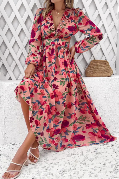 Valena | Florals Print Langärmeliges Kleid