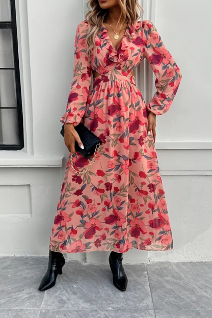 Valena | Florals Print Langärmeliges Kleid