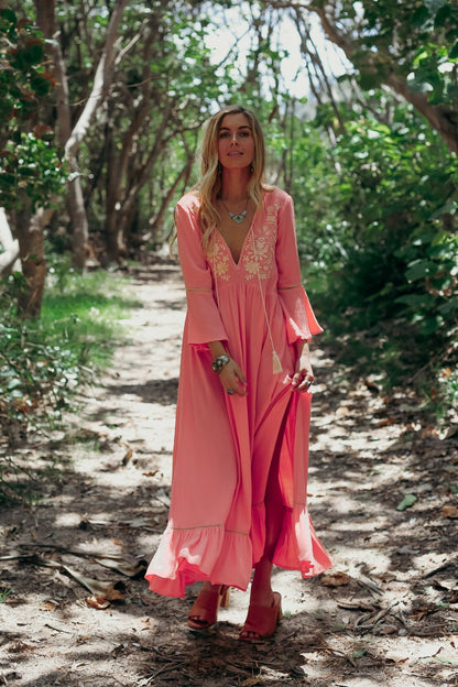 Vanetta - Besticktes Maxikleid mit Schlitz