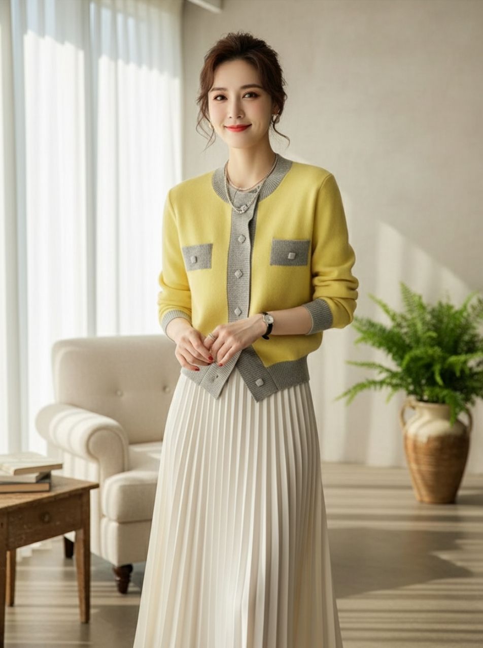 Verline | Retro-Strickjacke für Damen aus Patchwork-Strick, schick und bequem