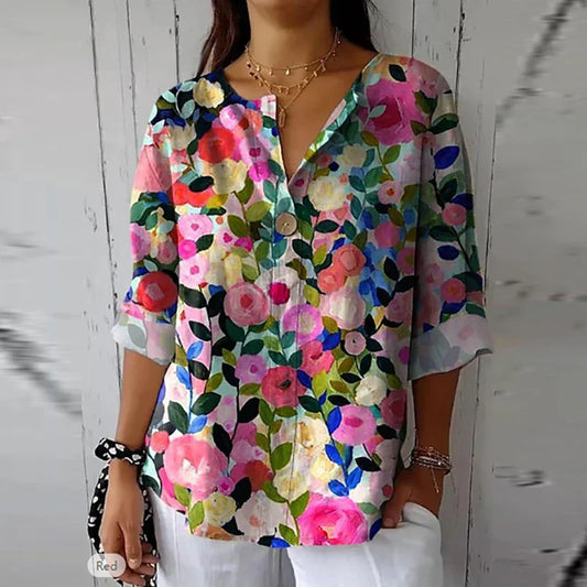 Baumwoll-Leinen-Bluse für Frauen