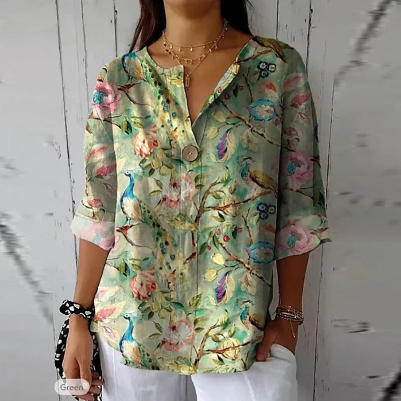 Janice | Bequeme Damenbluse mit Sommerprint