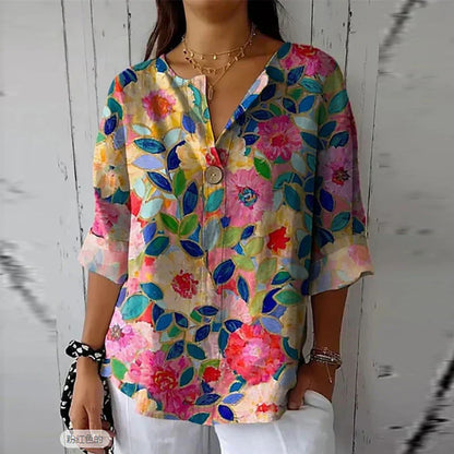 Janice | Bequeme Damenbluse mit Sommerprint