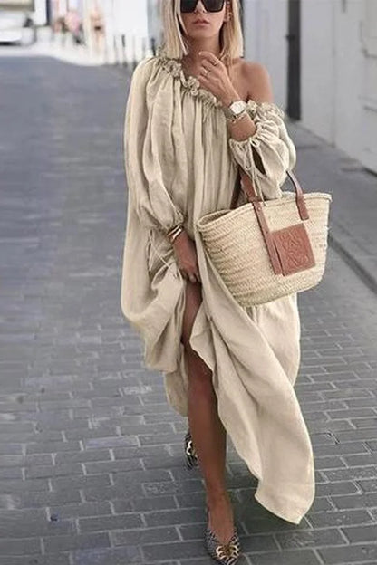 Vittoria - Einfarbiges Freizeitkleid mit einer Schulter