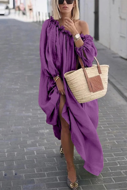 Vittoria - Einfarbiges Freizeitkleid mit einer Schulter