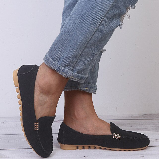 Damen Denim Flats Jeans Schuhe