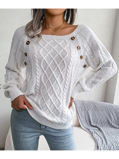 Amber - Strickpullover mit Knöpfen für Frauen