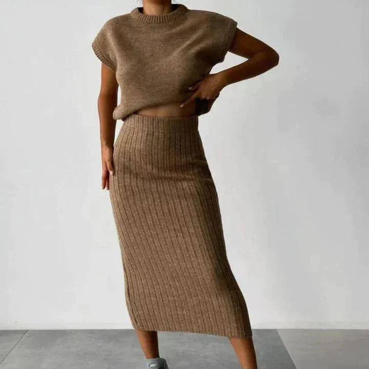 Liora - Set Strickweste & Strickrock für Damen