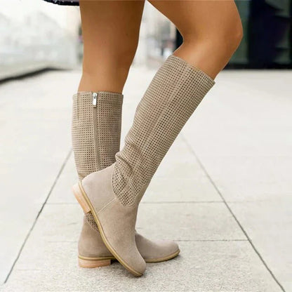 Lange Winterstiefel mit Reißverschluss für Frauen