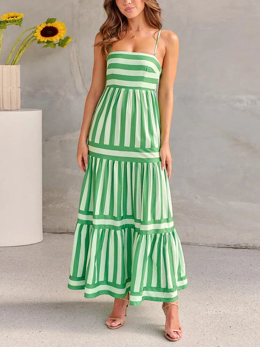 Alexandra - Elegantes sexy gestreiftes Kleid