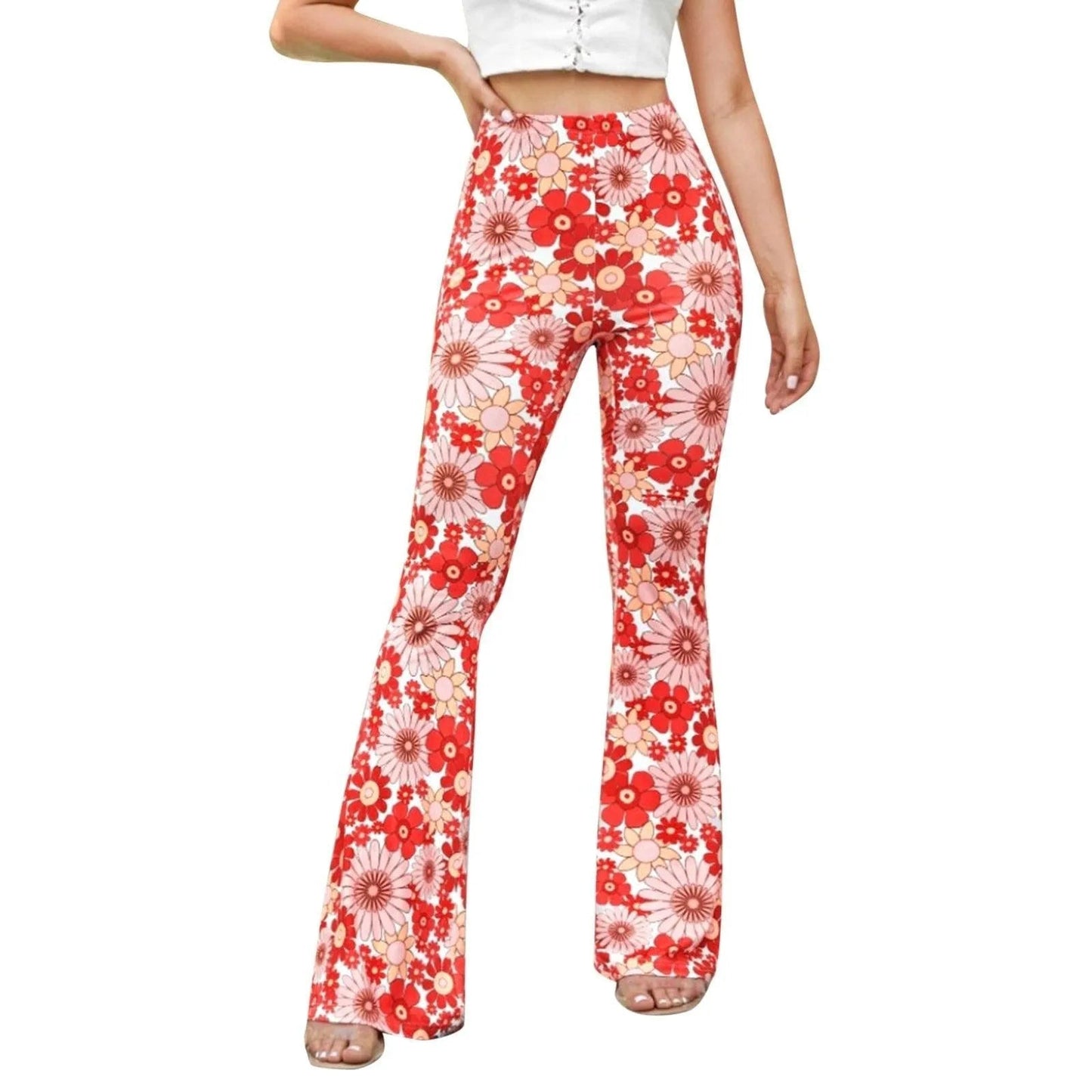 Ausgestellte Hose - Blumendruck - Elastischer Bund