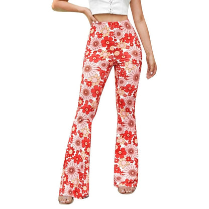 Ausgestellte Hose - Blumendruck - Elastischer Bund