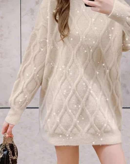 Ingrid - Eleganter Strickpullover mit Rundhalsausschnitt und Pailletten für Frauen