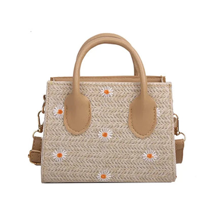 Gwen - Geflochtene Handtasche mit Blumenakzenten