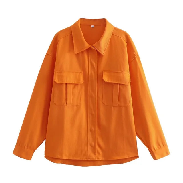 Aliyah - orangefarbene Streetwear-Sommerjacke im Vintage-Look