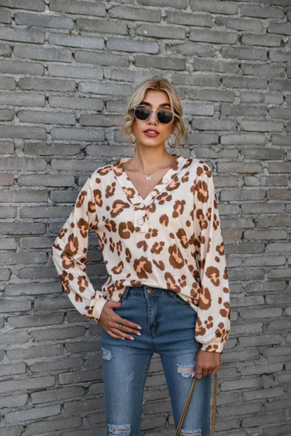 Zadie | Leopard Lose langärmelige Oberteile