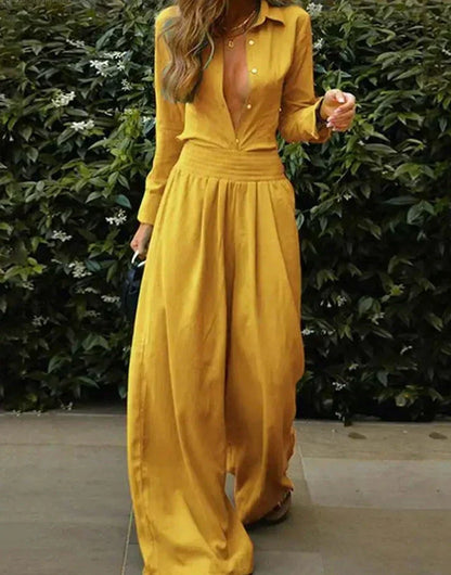Isabelle - Langer Vintage-Overall mit elastischem Bund