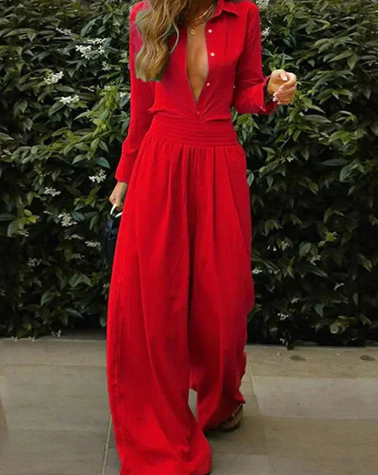 Isabelle - Langer Vintage-Overall mit elastischem Bund