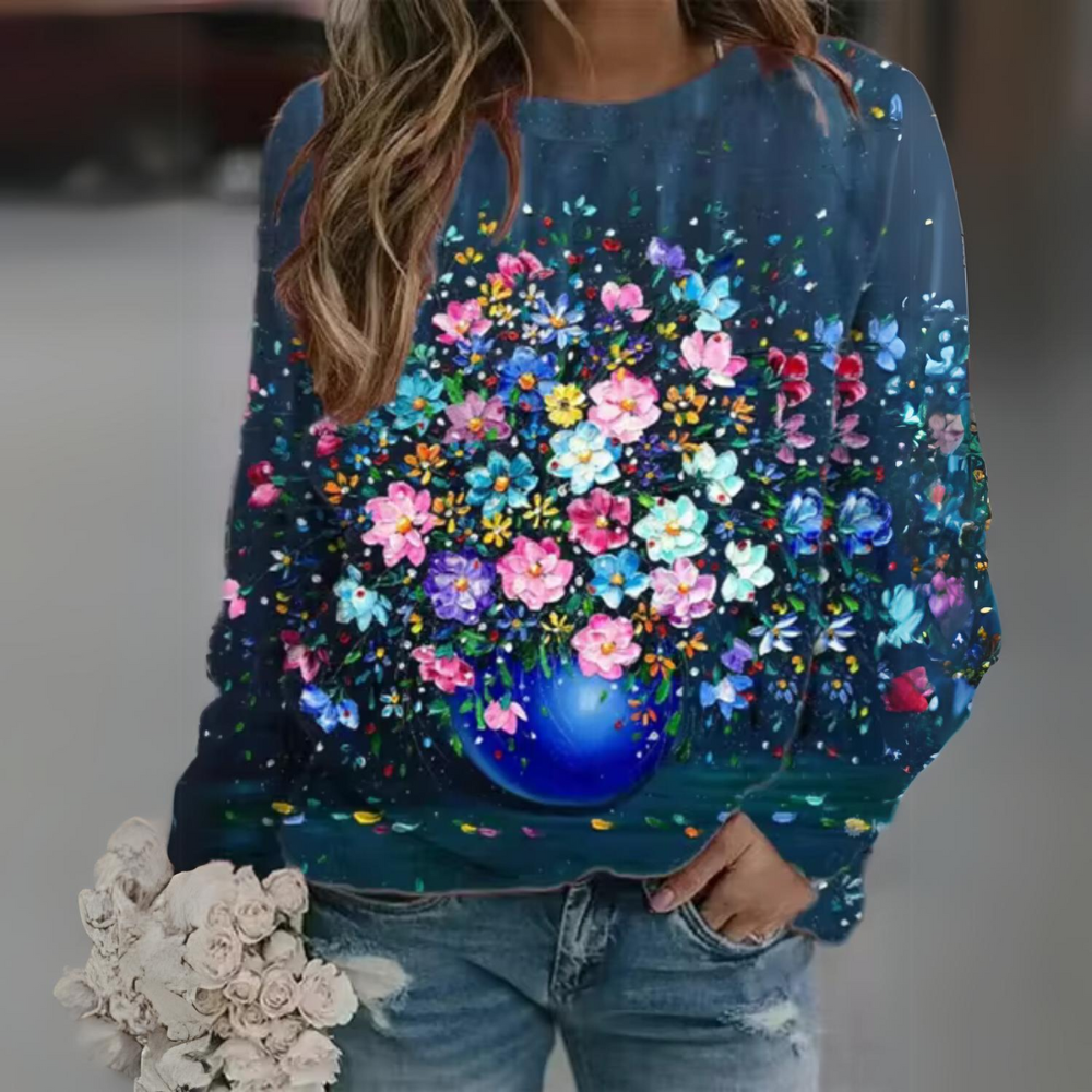 Zephyrine - Lässiges Floral-Langarmhemd