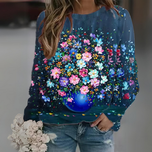 Zephyrine - Lässiges Floral-Langarmhemd