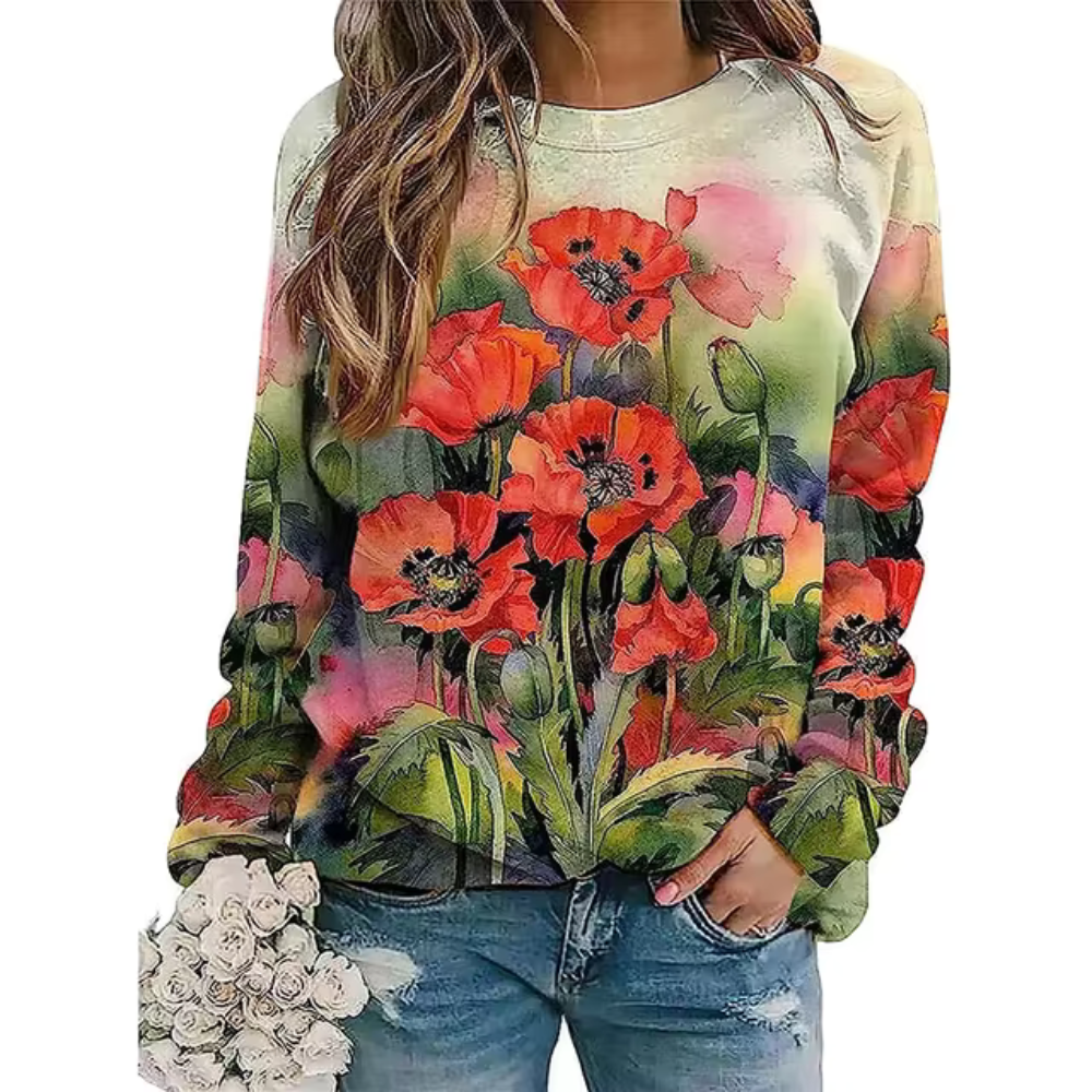 Zephyrine - Lässiges Floral-Langarmhemd