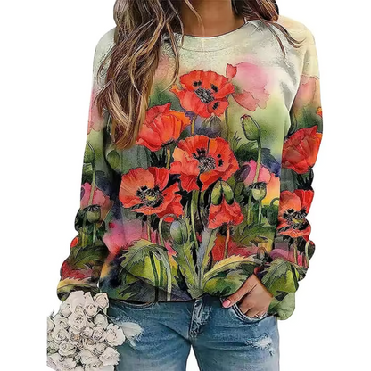 Zephyrine - Lässiges Floral-Langarmhemd