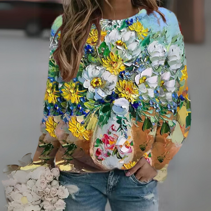 Zephyrine - Lässiges Floral-Langarmhemd