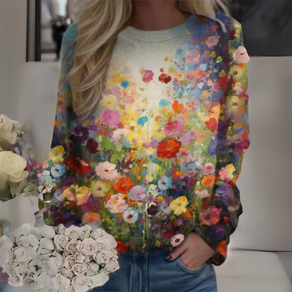 Zephyrine - Lässiges Floral-Langarmhemd