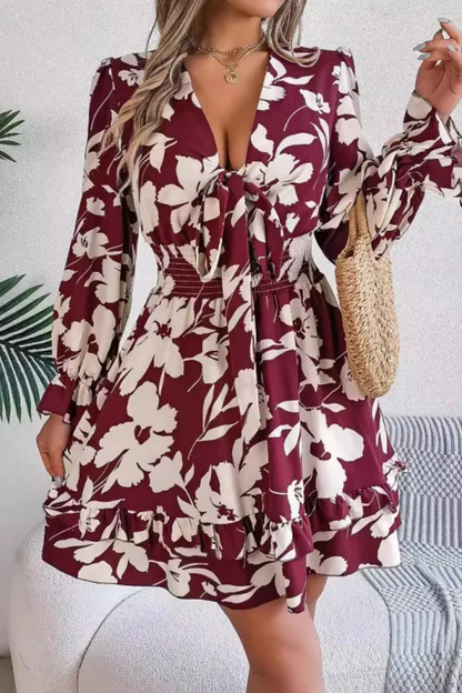 Zinnia | Rüschen Schleifenknoten A-Linie Kurzes Kleid