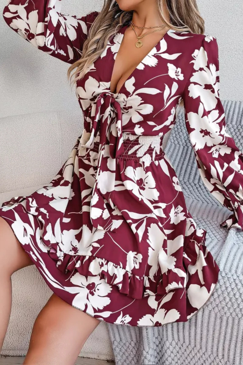 Zinnia | Rüschen Schleifenknoten A-Linie Kurzes Kleid