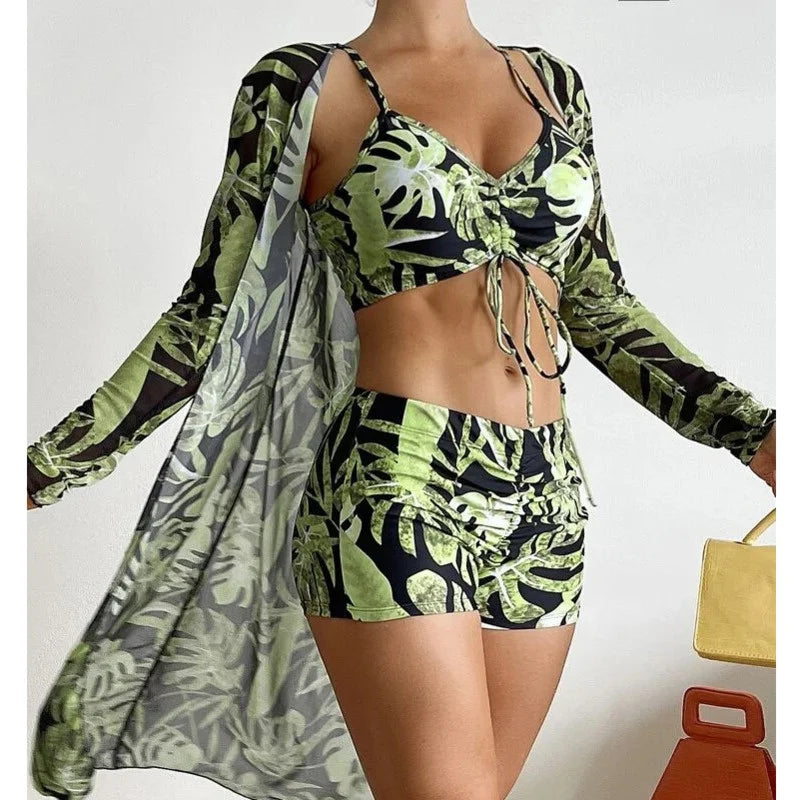 Olivia® | 3 in 1 Bikinioberteil + Hose + Kimono