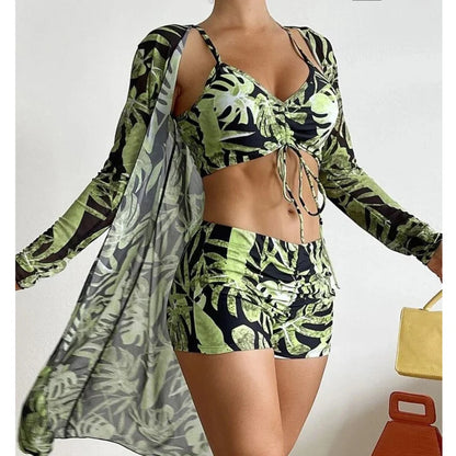 Olivia® | 3 in 1 Bikinioberteil + Hose + Kimono