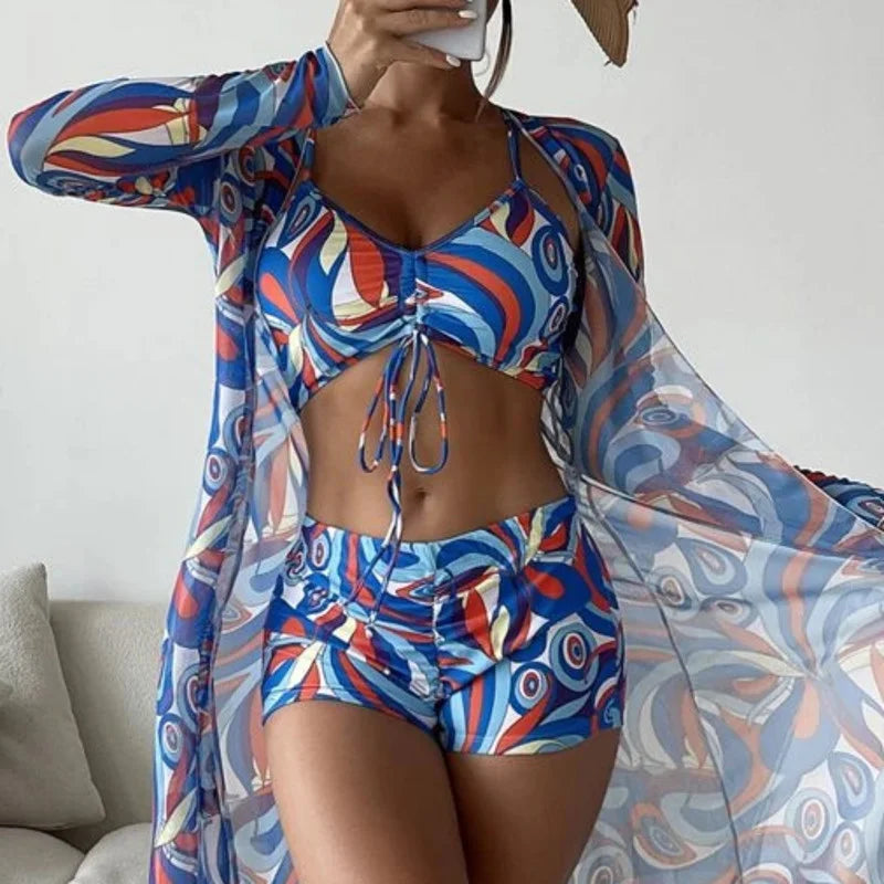 Olivia® | 3 in 1 Bikinioberteil + Hose + Kimono