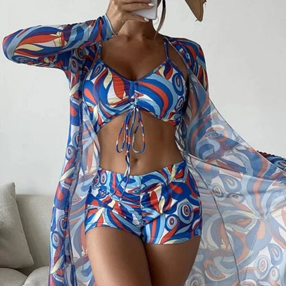 Olivia® | 3 in 1 Bikinioberteil + Hose + Kimono