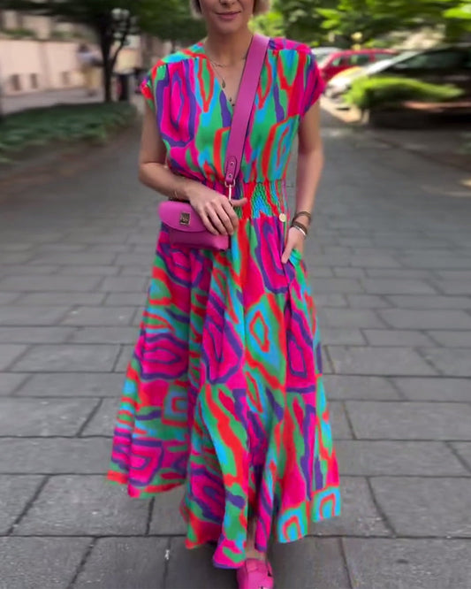 Kleid in A-Linie - Casual - Baumwollmischung mit Print - Perfekt für Frühling und Sommer