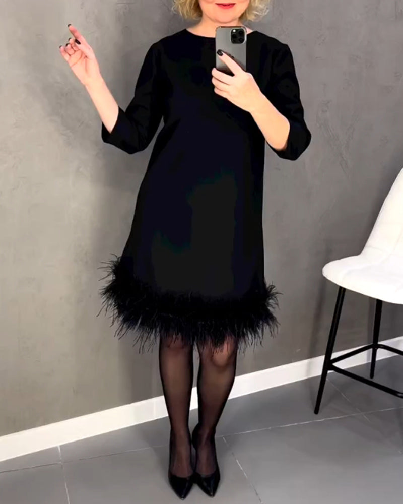 A-Linien-Kleid - Schick und elegant - Baumwollmischung mit Patchwork - Perfekt für Herbst und Winter