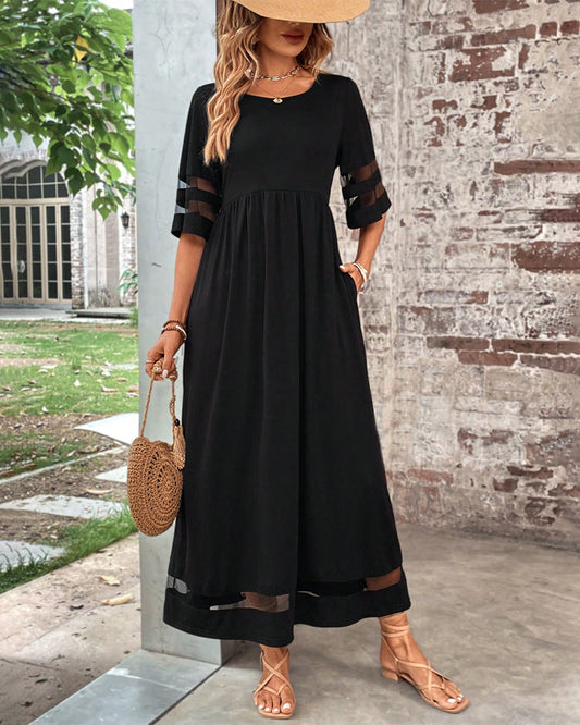 Kleid in A-Linie - Einfach - 65% Polyester, 35% Baumwolle - Ideal für Frühling, Sommer und Herbst