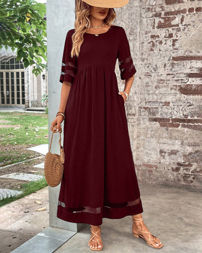 Kleid in A-Linie - Einfach - 65% Polyester, 35% Baumwolle - Ideal für Frühling, Sommer und Herbst