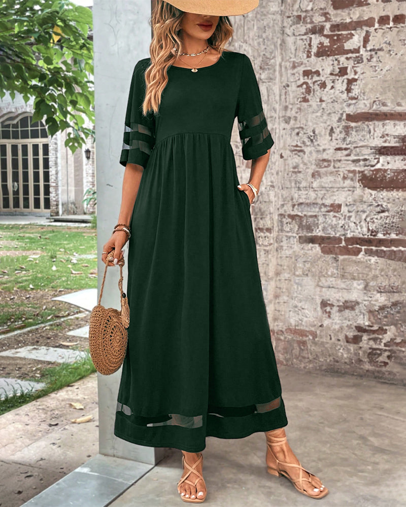 Kleid in A-Linie - Einfach - 65% Polyester, 35% Baumwolle - Ideal für Frühling, Sommer und Herbst