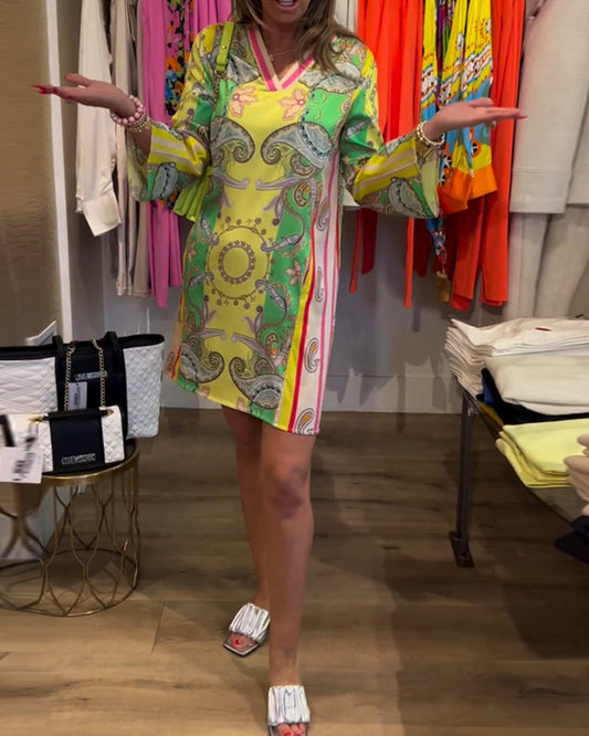 Kleid in A-Linie - Einfach - Baumwollmischung, bedruckt - Perfekt für Frühling und Herbst