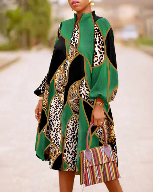 Kleid in A-Linie - einfach - Baumwollmischung, bedruckt - perfekt für Frühling und Herbstferien