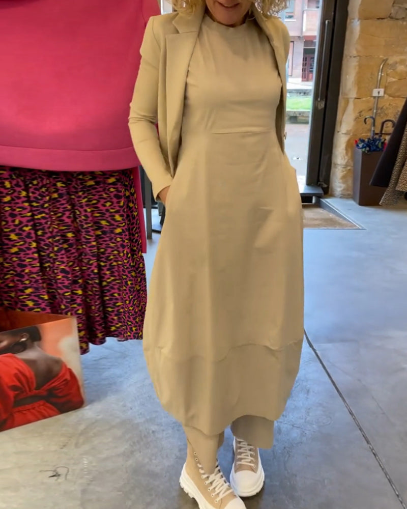 Kleid in A-Linie - Einfach - Baumwollmischung - Ideal für Frühling und Herbst
