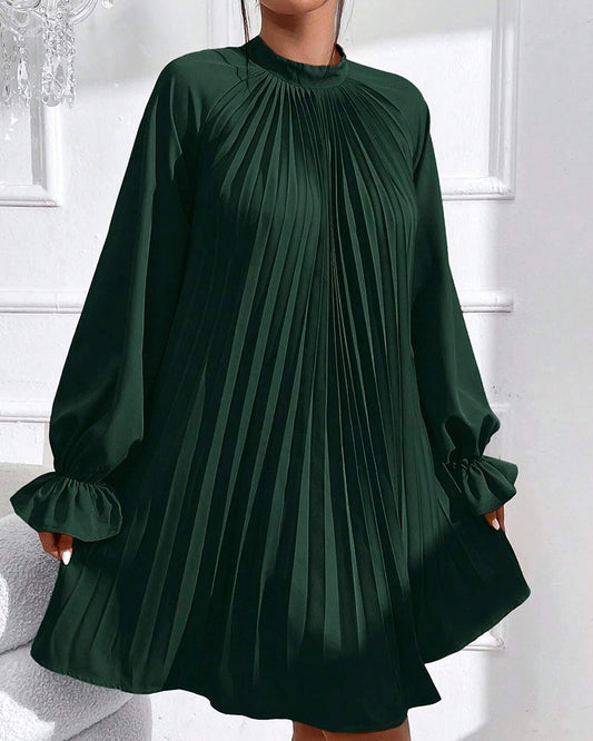 A-Linien Kleid - Elegant - Baumwollmischung, lange Ballonärmel - Ideal für Herbst und Winter
