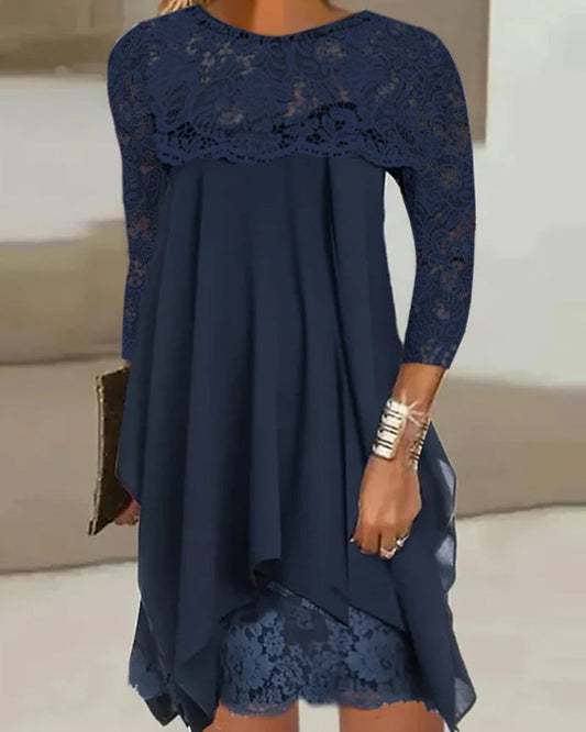 A-Linien Kleid - Elegant - Baumwollmischung mit Spitze - Perfekt für Frühling und Sommer