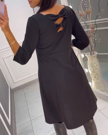 A-Linien Kleid - Elegant - Baumwollmischung mit Schleife - Perfekt für Frühling, Herbst und Winter