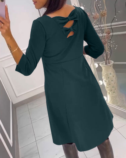 A-Linien Kleid - Elegant - Baumwollmischung mit Schleife - Perfekt für Frühling, Herbst und Winter