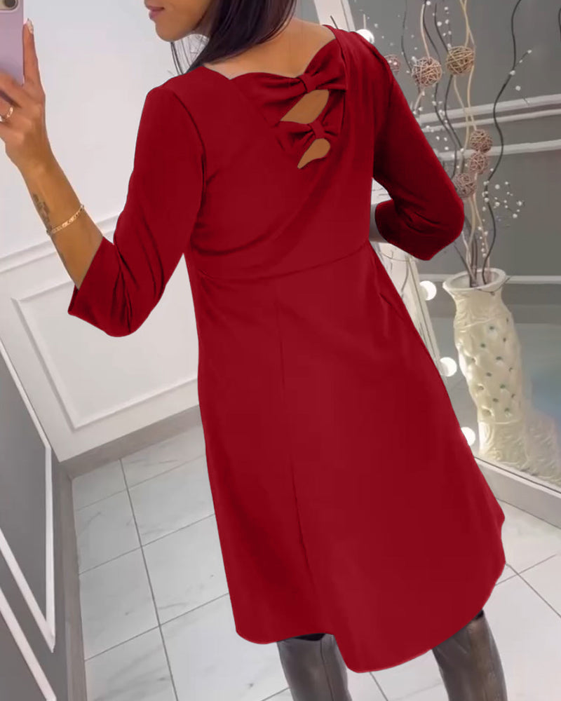 A-Linien Kleid - Elegant - Baumwollmischung mit Schleife - Perfekt für Frühling, Herbst und Winter