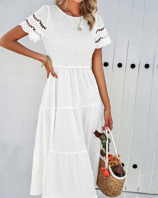Midikleid in A-Linie - informell - Baumwollmischung mit Spitze - perfekt für Frühling und Sommer