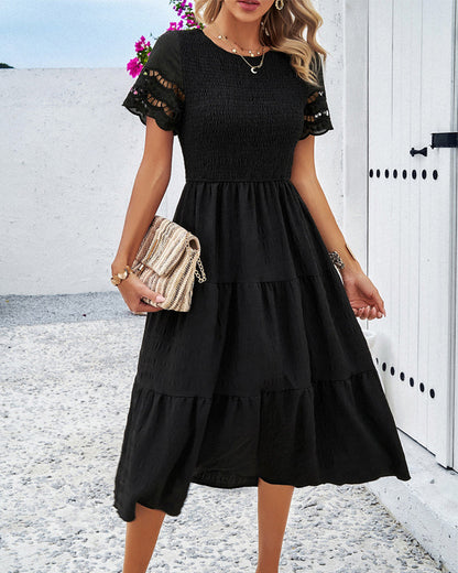 Midikleid in A-Linie - informell - Baumwollmischung mit Spitze - perfekt für Frühling und Sommer