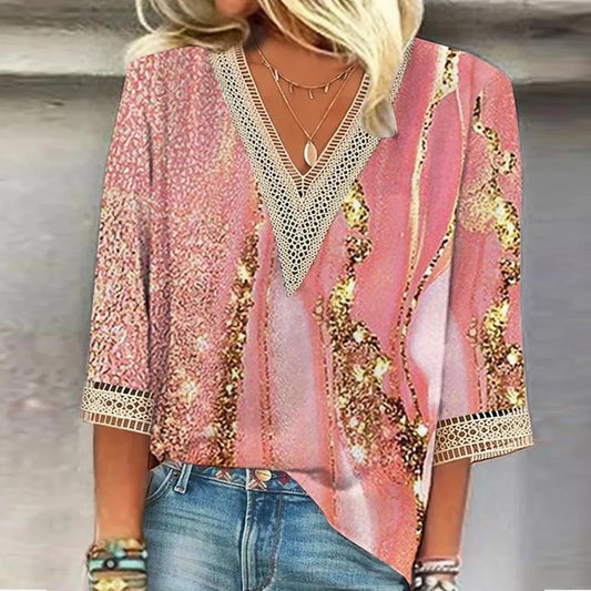 Luna | Boho-Chic V-Ausschnitt Sommerbluse